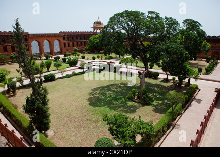 Charbagh Gardens at Jaigarh Fort in Amer, Jaipur Stock Photo