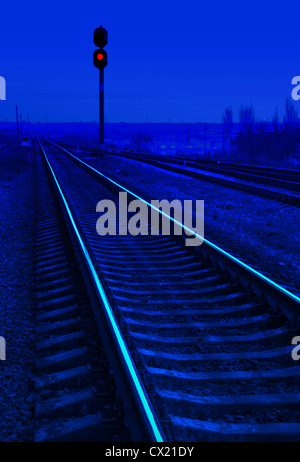 railroad in night Stock Photo