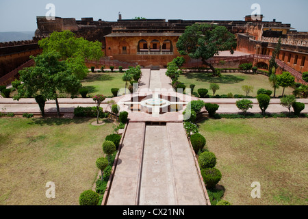 Charbagh gardens at Jaigarh Fort in Amer, Jaipur Stock Photo