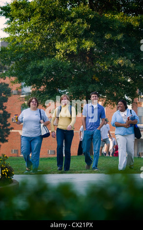 College students walk between classes on a fall day. Stock Photo