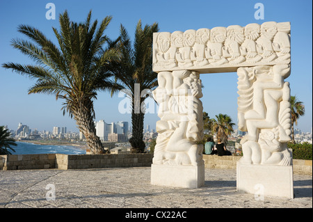 Sea coast and the view of the Tel Aviv from Old Jaffa Stock Photo