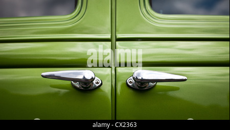 Door handles on Hotrod car Stock Photo