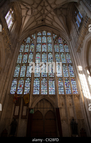 Winchester Main Stained Glass Window on West Wing - Hampshire UK Stock Photo