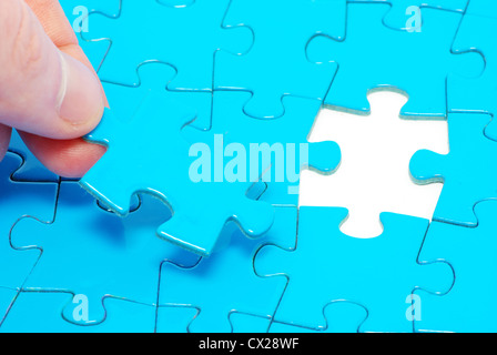 blue puzzles for background. business concept Stock Photo