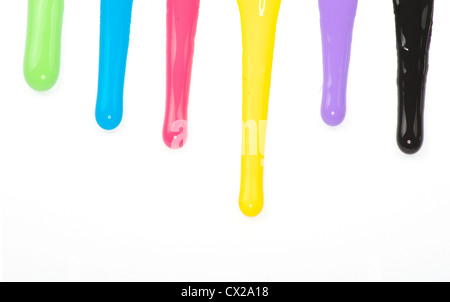 paint dripping isolated on white Stock Photo