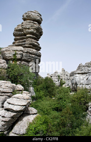 Rock formations in El Torcal Nature Reserve Antequera Malaga Spain Stock Photo