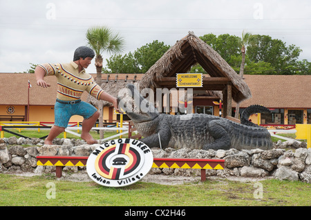 Miccosukee Indian Village along the Tamiami Trail west of Miami in Florida's Everglades. Stock Photo