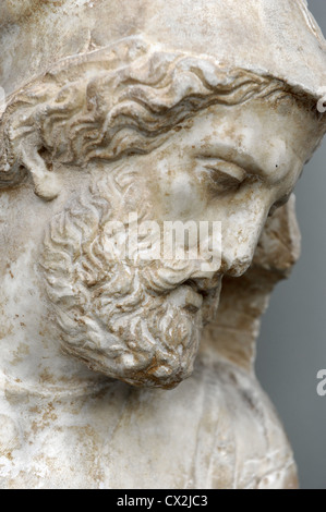 Greek art. Grave relief for a soldier. Athens. C. 330 B.C. Marble. Ny Carlsberg Glyptotek. Copenhagen. Denmark. Europe. Stock Photo