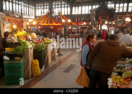 Central market in Santiago de Chile, typical scene, picture 1 of 5 (man waiting for lover in the background) Stock Photo
