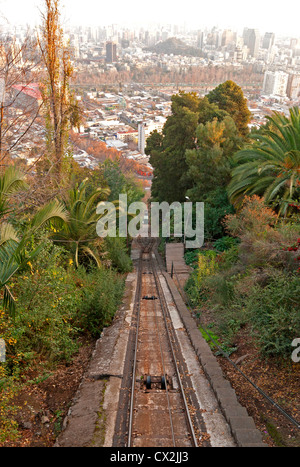 Cerro San Cristóbal funicular (San Cristobal hill), Santiago de Chile, South America. Stock Photo