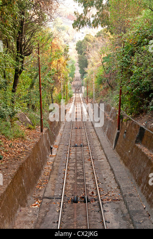 Cerro San Cristóbal funicular (San Cristobal hill), Santiago de Chile, South America. Stock Photo