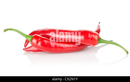 Three chili peppers isolated on a white background Stock Photo