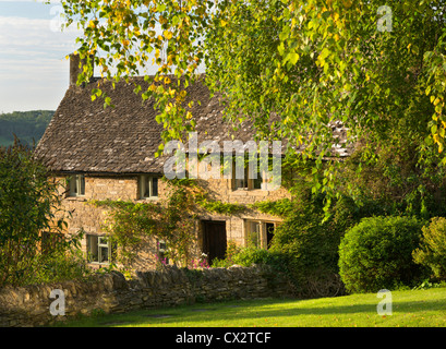Pretty cottages in the Cotswolds village of Snowshill, Gloucestershire, England. September 2012. Stock Photo