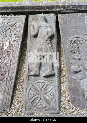 dh Mediaeval slabs tombstones KILMARTIN GRAVEYARD ARGYLL SCOTLAND Stones carved graveslabs decorated uk templar scottish slab stone grave Stock Photo