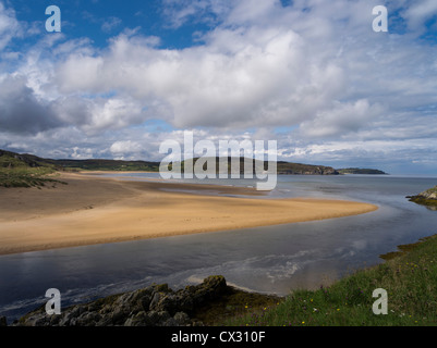 dh Torrisdale Bay BETTYHILL SUTHERLAND Mouth of River Naver sandy beach scottish highlands white sands Scotland north coast 500 highland sand Stock Photo