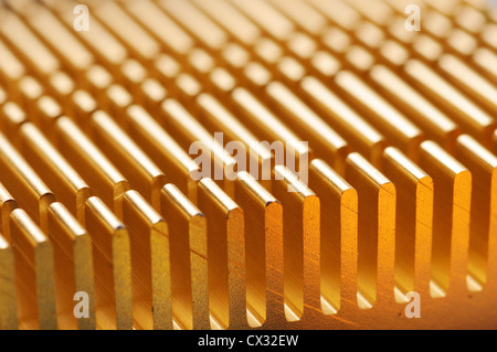 Background with closeup of heatsink on a motherboard Stock Photo