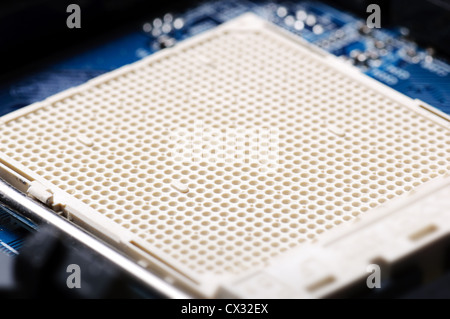 CPU socket on a circuit board closeup Stock Photo