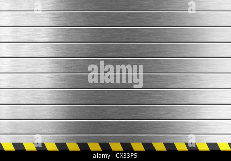 silver metal background with hazard stripes Stock Photo