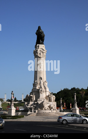 Marques de Pombal statue which stands in the square of the same name at the top of Avenida da Liberdade, Lisbon, Portugal Stock Photo