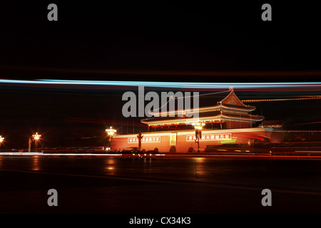 Night scene of Tiananmen gate in Beijing China
