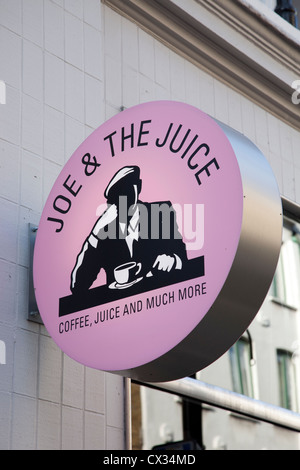 Joe and the Juice Logo, Fitzrovia, Soho, London, England, UK Stock Photo