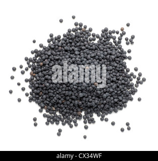 Heap of black lentil isolated on white Stock Photo