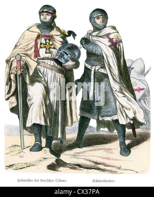 Teutonic Knights, 12th to 13 th Century. The Order of Brothers of the German House of Saint Mary in Jerusalem Stock Photo