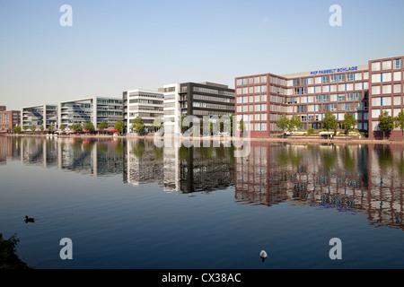 modern architecture at Duisburg Inner Harbour, Duisburg, North Rhine-Westphalia, Germany, Europe Stock Photo