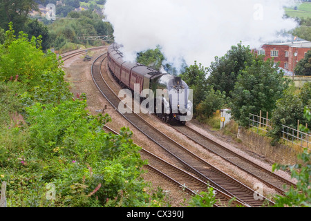 British Steam locomotive 60009 LNER Class A4 Union of South Africa hauling the Scarborough Flyer eastbound at Mirfield Stock Photo