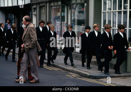 Eton College Pupils Walking In Town Stock Photo