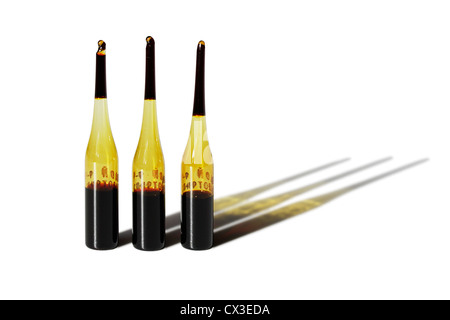 The vials of medicine on a white background. Stock Photo