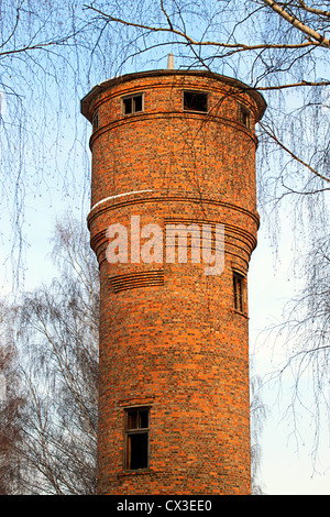 The old water tower of bricks. Stock Photo