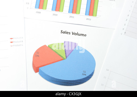 Business graph printed on the white paper Stock Photo