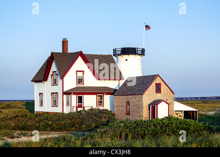 Stage Harbor Lighthouse, Chatham, Cape Cod, Massachusetts, USA. Also known as Harding's Beach Lighthouse. 1880 Stock Photo