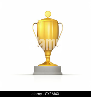 Goldener Pokal auf weissem Hintergrund - Gold Cup, Trophy on white background Stock Photo