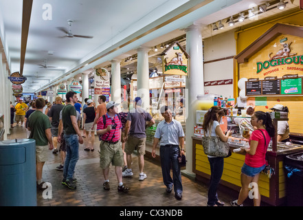 Food stalls in Quincy Market in historic downtown Boston, Massachusetts, USA Stock Photo