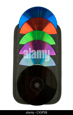 CD and their various colors in a flat container Stock Photo