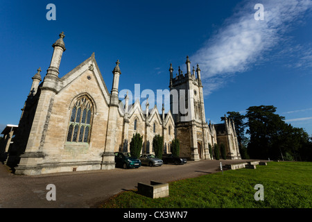 The Aberford Almshouses, situated between Leeds and York, were built by sisters Mary and Elizabeth Gascoigne in 1844. Stock Photo