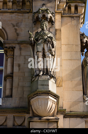 Statue of King George III on Bradford City Hall. Stock Photo