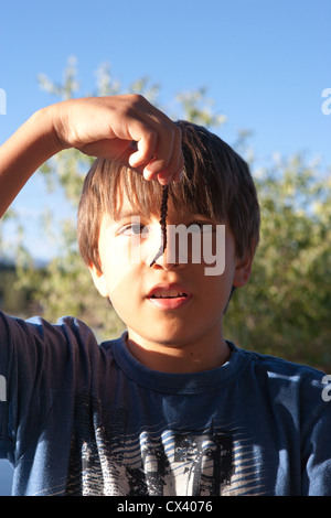 Child Holding Worm (Earthworm Stock Photo - Alamy