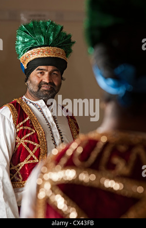 man from jugnu bhangra group from gravesend, dressed in traditional costume Stock Photo