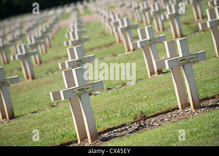 Grave markers at Albain St Nazaire (Notre Dame de Lorette) the Trench national WW1 memorial Stock Photo