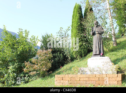 Padre Pio statue erected to the Sanctuary of the Madonna of Blood. Stock Photo