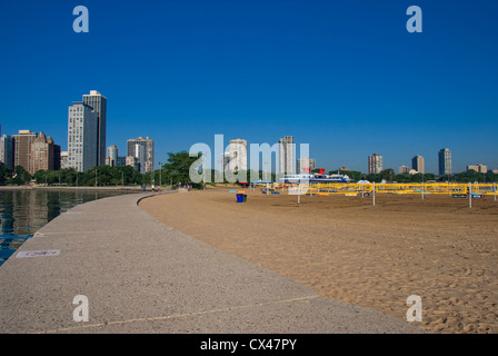 North Avenue Beach set up for a volleyball tournament in Chicago, Illinois. Stock Photo