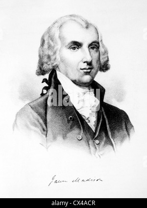 James Madison, 4th President of the United States of America, Engraving Stock Photo