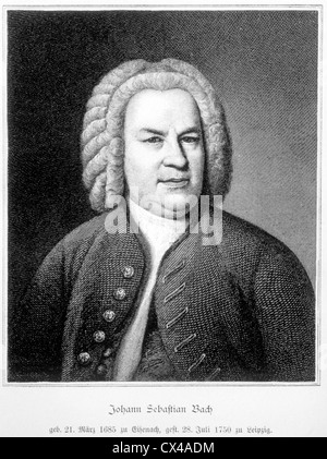 Johann Sebastian Bach, German Composer, Engraving Stock Photo