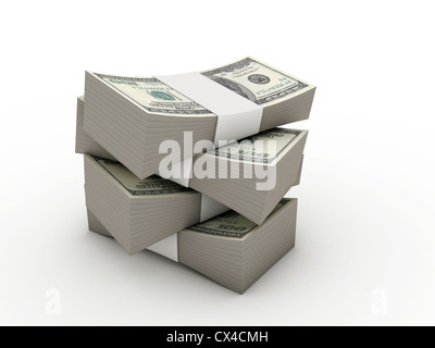 wads of dollars. 3d image. Isolated white background. Stock Photo