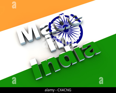 Made in India on Flag of India Stock Photo