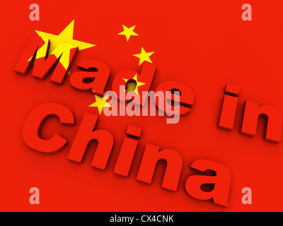 Made in China on chinese flag Stock Photo