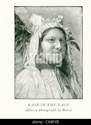 Rain in the Face, a warchief of the Lakota tribe, joined Sitting Bull in 1876 and went with him to Little Big Horn River.
